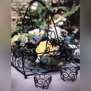 Southern Living At Home Jamestown Iron Basket with Glass  Insert